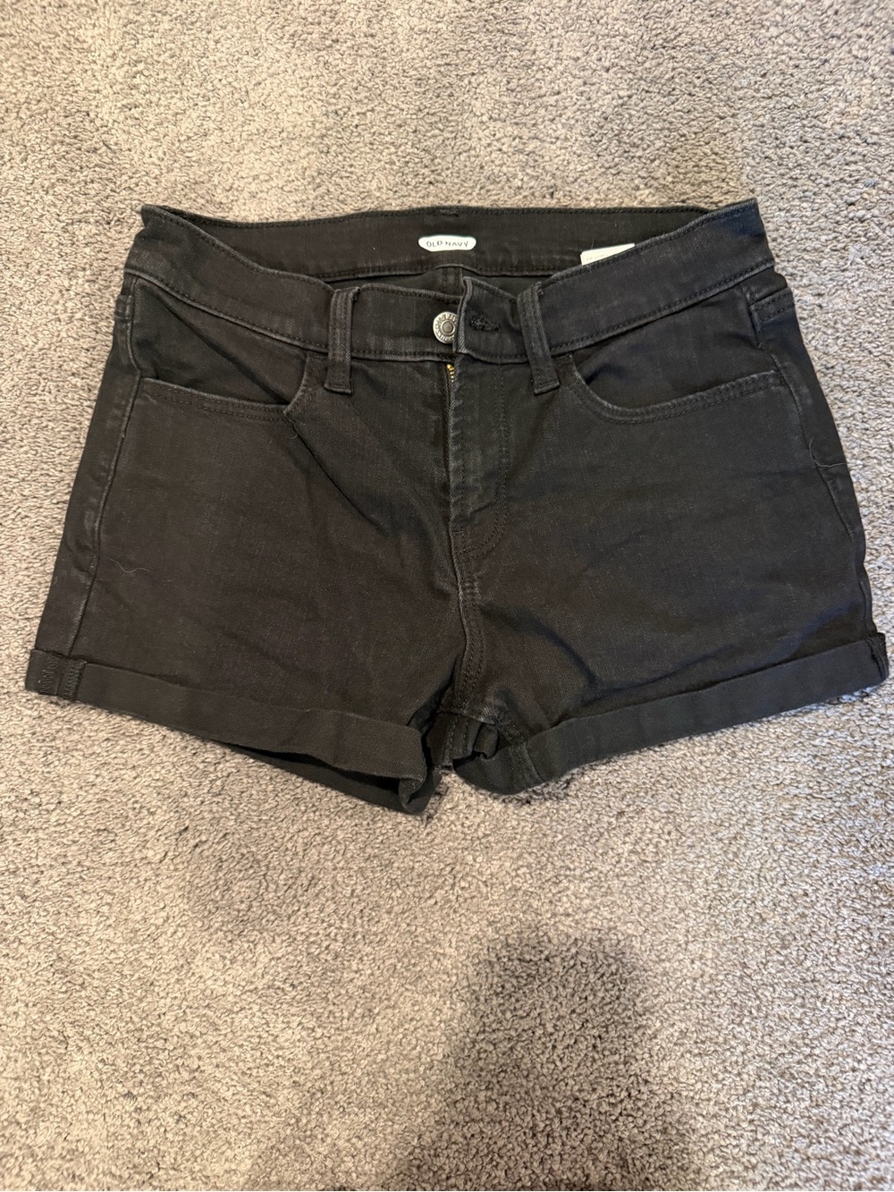 Old Navy Black Rolled-Hem Denim Shorts